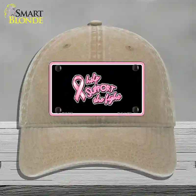 Help Support The Fight Novelty License Plate Hat Unconstructed Cotton / Khaki