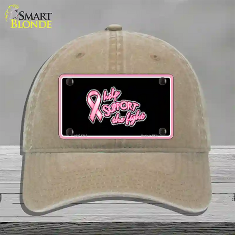 Help Support The Fight Novelty License Plate Hat Unconstructed Cotton / Khaki