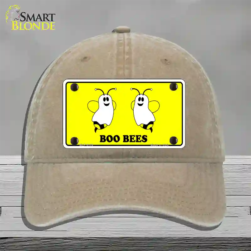 Boo Bees Novelty License Plate Hat Unconstructed Cotton / Khaki