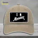 I Love Moonshine Novelty License Plate Hat Unconstructed Cotton / Khaki