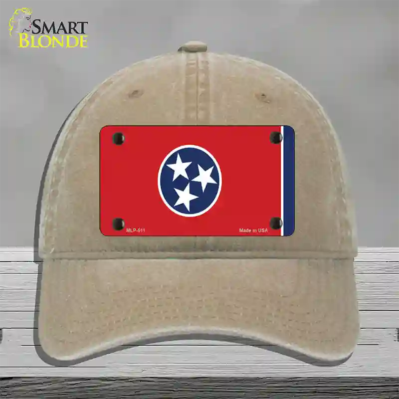 Tennessee State Flag Novelty License Plate Hat Unconstructed Cotton / Khaki