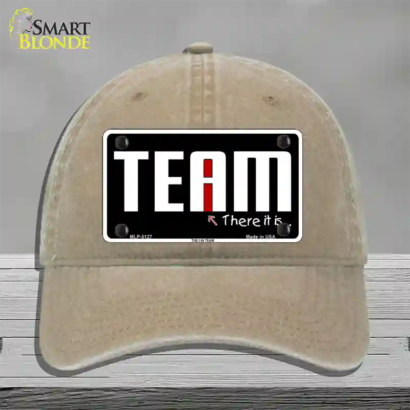 I In Team Novelty License Plate Hat Unconstructed Cotton / Khaki