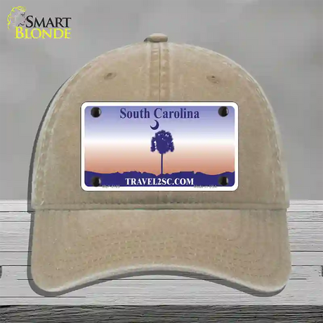 South Carolina Blank Novelty License Plate Hat Unconstructed Cotton / Khaki