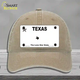 Texas White Blank Novelty License Plate Hat Unconstructed Cotton / Khaki