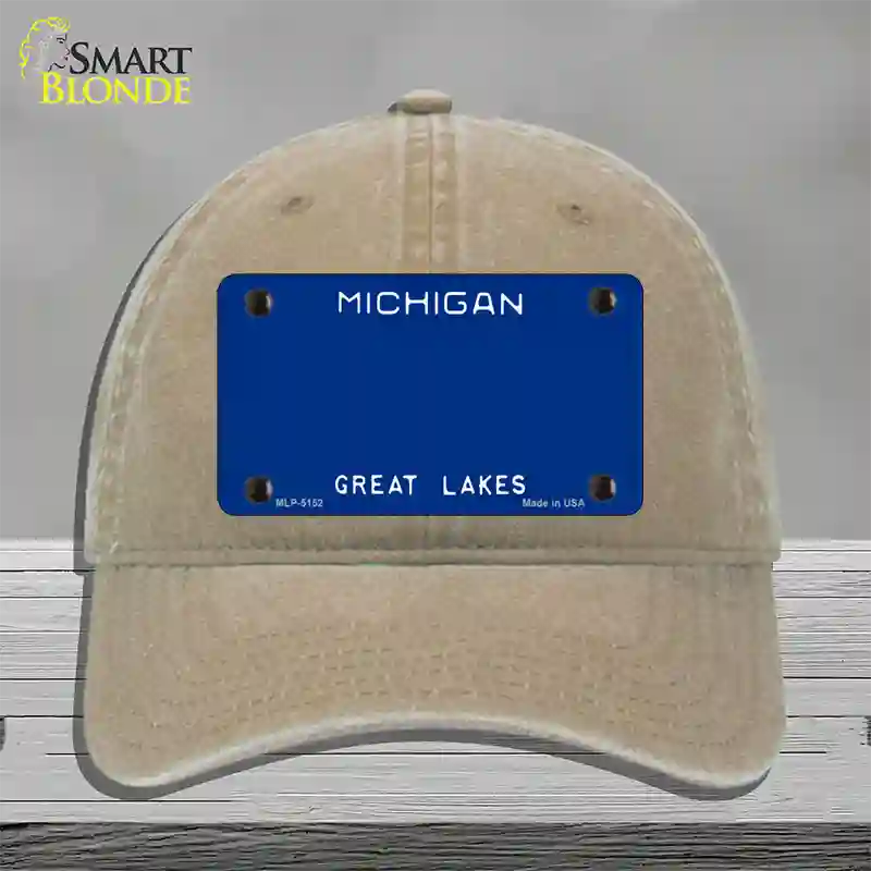 Michigan Great Lakes Plate State Blank Novelty License Plate Hat Unconstructed Cotton / Khaki