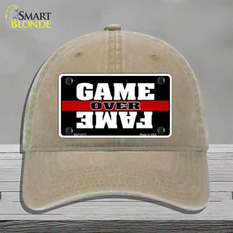 Game Over Fame Novelty License Plate Hat Unconstructed Cotton / Khaki