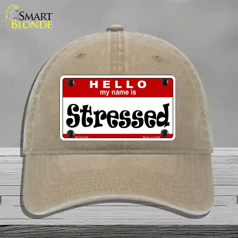 Stressed Novelty License Plate Hat Unconstructed Cotton / Khaki