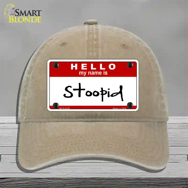 Stoopid Novelty License Plate Hat Unconstructed Cotton / Khaki