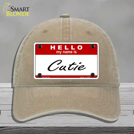 Cutie Novelty License Plate Hat Unconstructed Cotton / Khaki