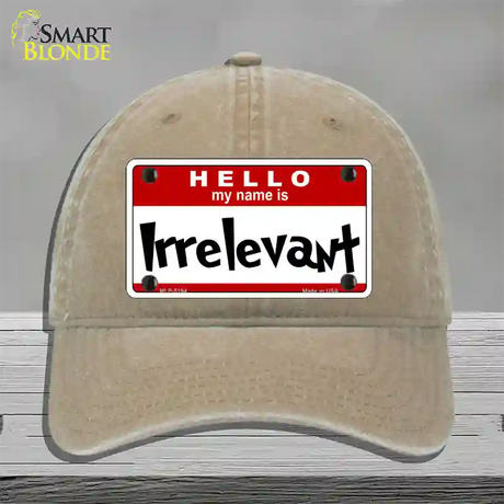 Irrelevant Novelty License Plate Hat Unconstructed Cotton / Khaki