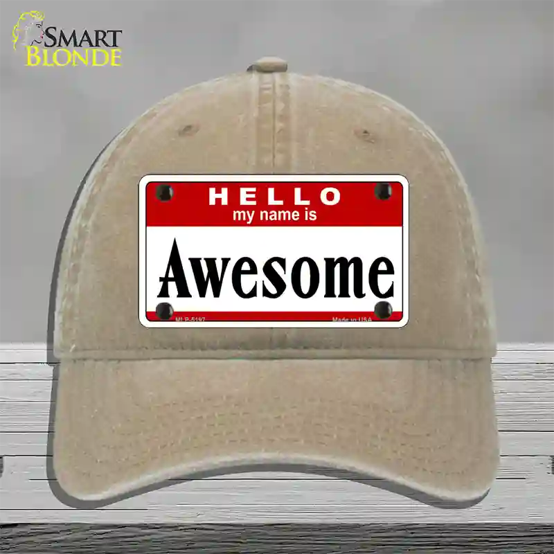 Awesome Novelty License Plate Hat Unconstructed Cotton / Khaki