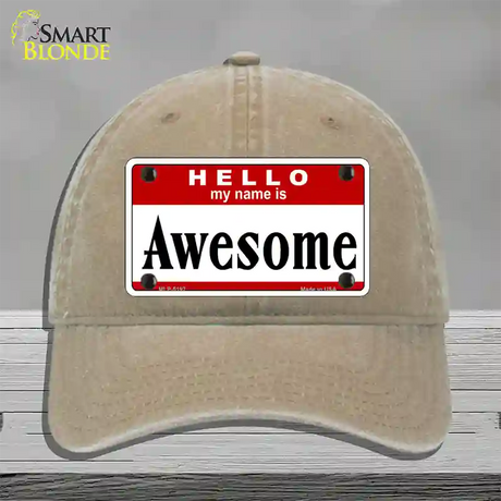 Awesome Novelty License Plate Hat Unconstructed Cotton / Khaki