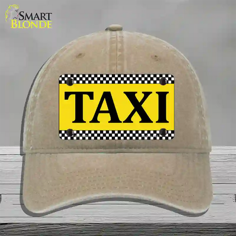 Taxi Novelty License Plate Hat Unconstructed Cotton / Khaki