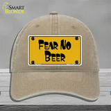 Fear No Beer Novelty License Plate Hat Unconstructed Cotton / Khaki