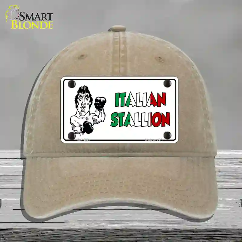 Italian Stallion Novelty License Plate Hat Unconstructed Cotton / Khaki