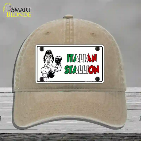 Italian Stallion Novelty License Plate Hat Unconstructed Cotton / Khaki