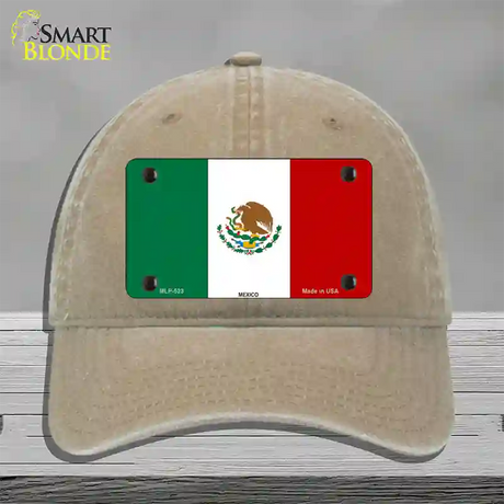 Mexico Country Flag Novelty License Plate Hat Unconstructed Cotton / Khaki