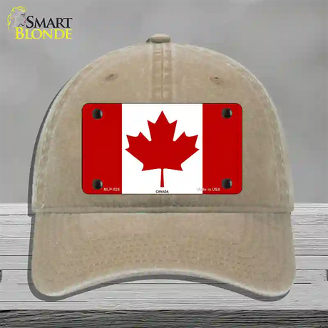 Canadian Flag Novelty License Plate Hat Unconstructed Cotton / Khaki