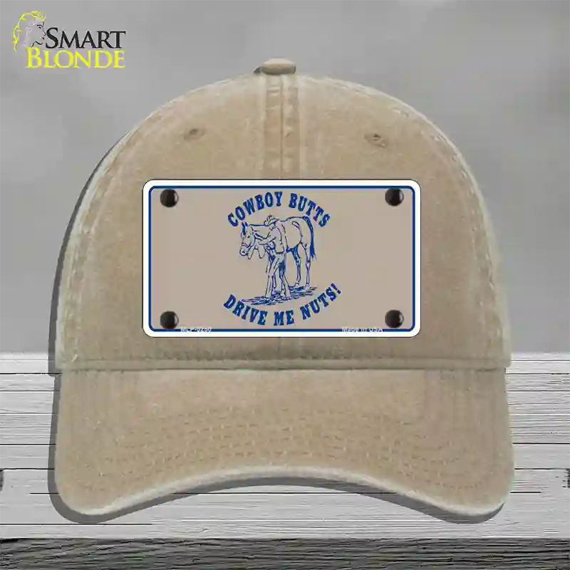 Cowboy Butts Novelty License Plate Hat Unconstructed Cotton / Khaki