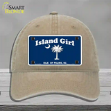 Island Girl Novelty License Plate Hat Unconstructed Cotton / Khaki