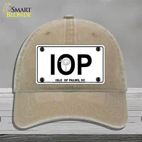 IOP Isle of Palms Novelty License Plate Hat Unconstructed Cotton / Khaki