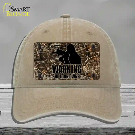 Warning Shotgun Owner Novelty License Plate Hat Unconstructed Cotton / Khaki