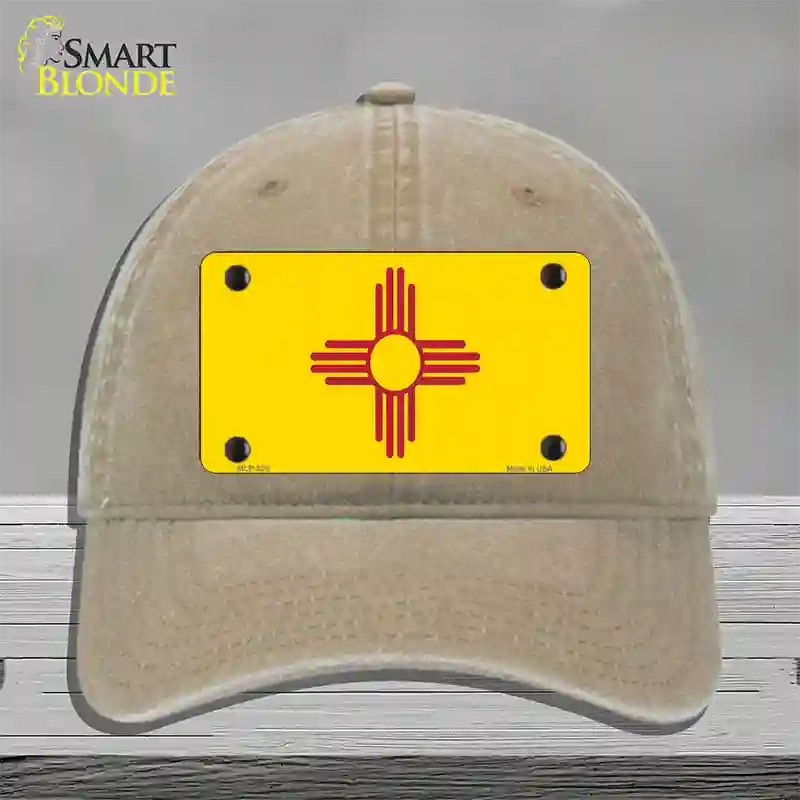 New Mexico State Flag Novelty License Plate Hat Unconstructed Cotton / Khaki