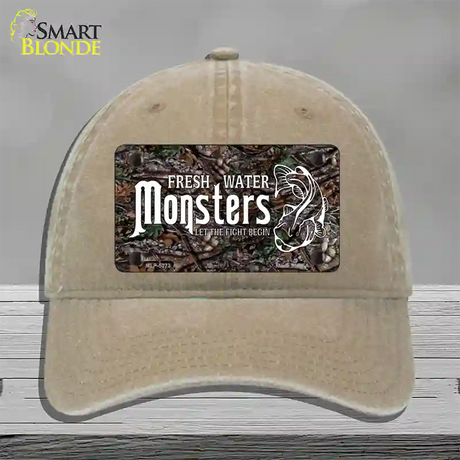 Fresh Water Monsters Novelty License Plate Hat Unconstructed Cotton / Khaki