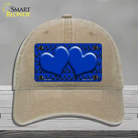 Blue Black Anchor Blue Heart CenterNovelty License Plate Hat Unconstructed Cotton / Khaki