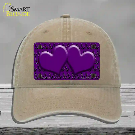 Purple Black Anchor Purple Heart Center Novelty License Plate Hat Unconstructed Cotton / Khaki