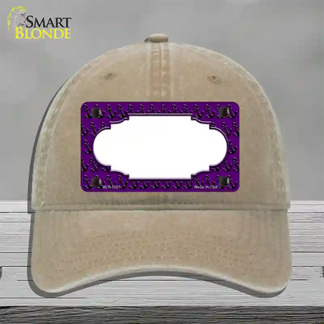 Purple Black Anchor Scallop Center Novelty License Plate Hat Unconstructed Cotton / Khaki