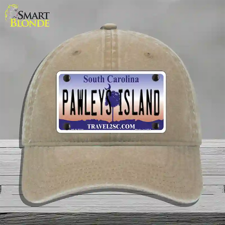 Pawleys Island South Carolina Novelty License Plate Hat Unconstructed Cotton / Khaki