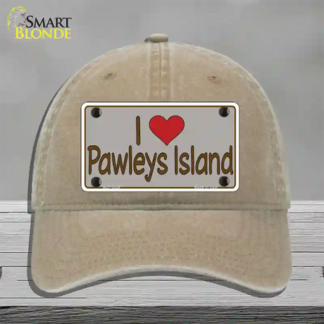 Love Pawleys Island Novelty License Plate Hat Unconstructed Cotton / Khaki