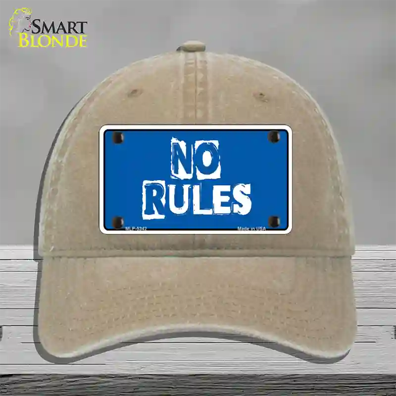 No Rules Novelty License Plate Hat Unconstructed Cotton / Khaki