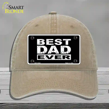 Best Dad Ever Novelty License Plate Hat Unconstructed Cotton / Khaki