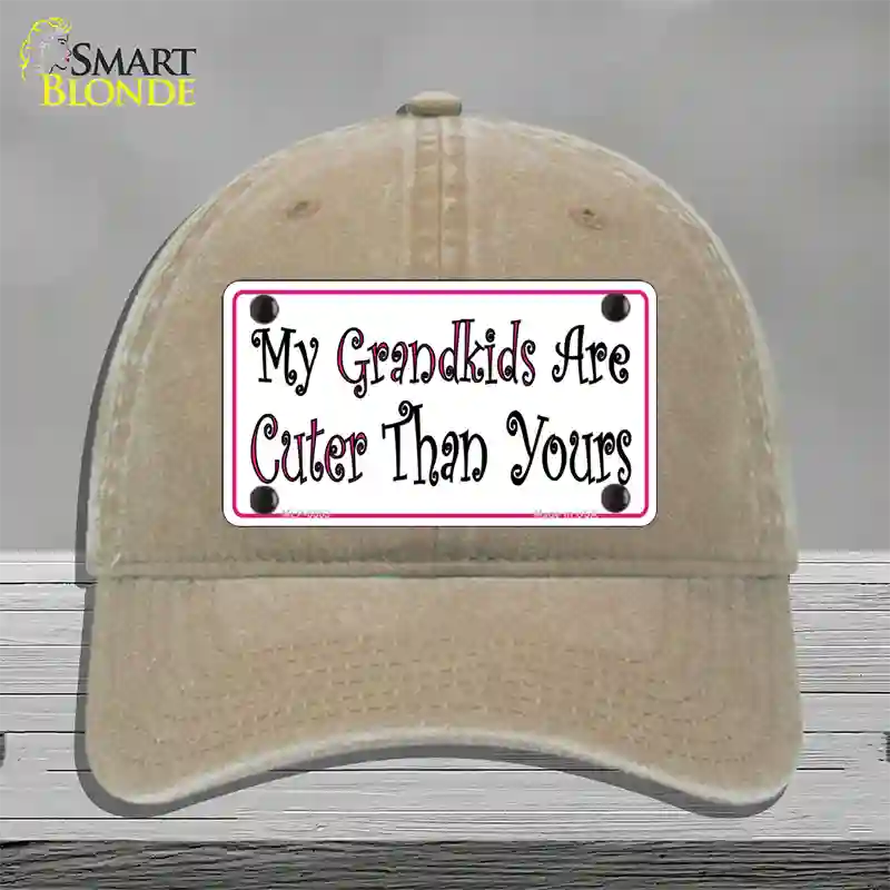 My Grandkids Are Cuter Novelty License Plate Hat Unconstructed Cotton / Khaki