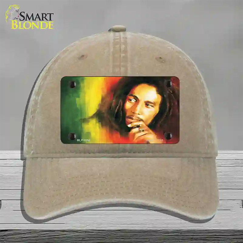 Bob Marley Novelty License Plate Hat Unconstructed Cotton / Khaki