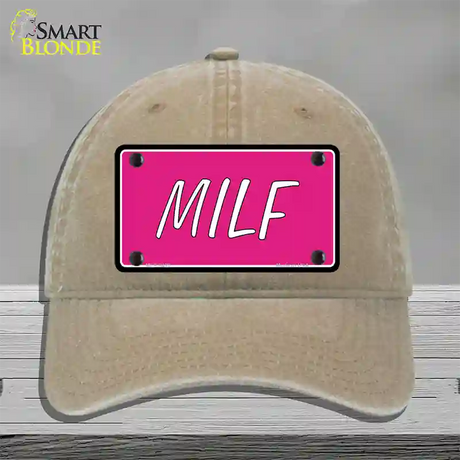 M.I.L.F Pink Novelty License Plate Hat Unconstructed Cotton / Khaki