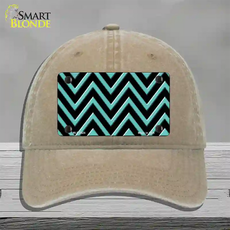 Tiffany Blue Chevron Novelty License Plate Hat Unconstructed Cotton / Khaki