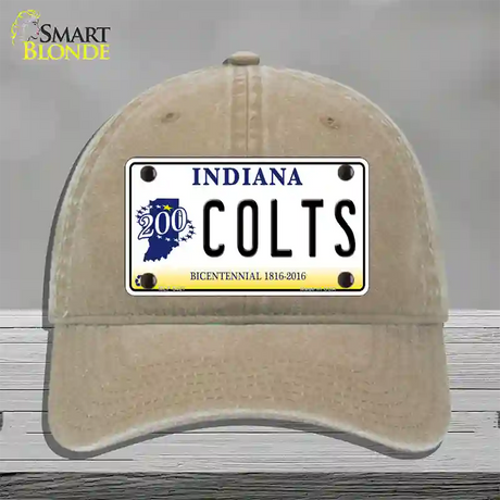 Colts Indiana Bicentennial Novelty License Plate Hat Unconstructed Cotton / Khaki