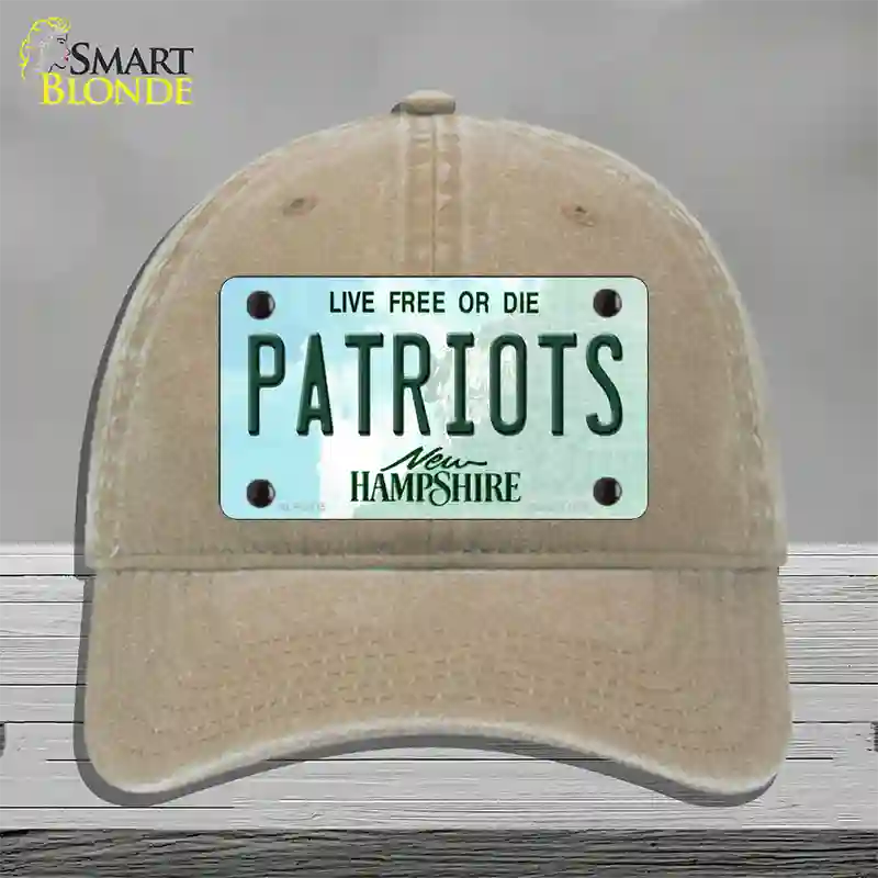 Patriots New Hampshire Novelty License Plate Hat Unconstructed Cotton / Khaki