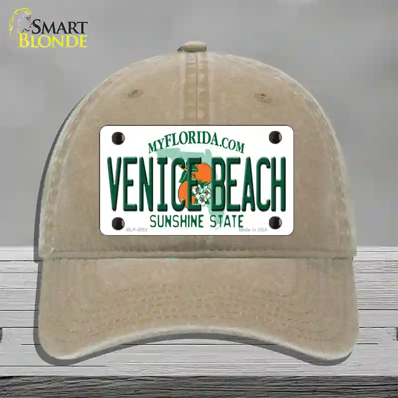 Venice Beach Florida Novelty License Plate Hat Unconstructed Cotton / Khaki