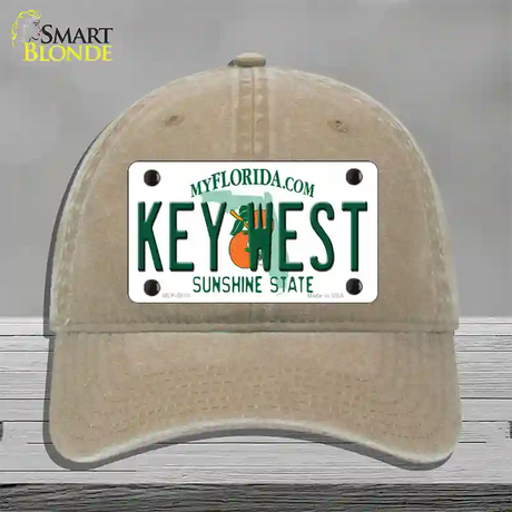 Key West Florida Novelty License Plate Hat Unconstructed Cotton / Khaki