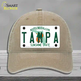 Tampa Florida Novelty License Plate Hat Unconstructed Cotton / Khaki