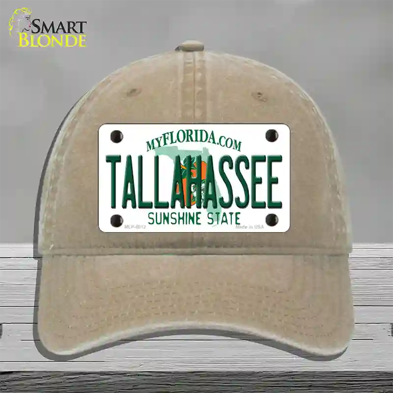 Tallahassee Florida Novelty License Plate Hat Unconstructed Cotton / Khaki