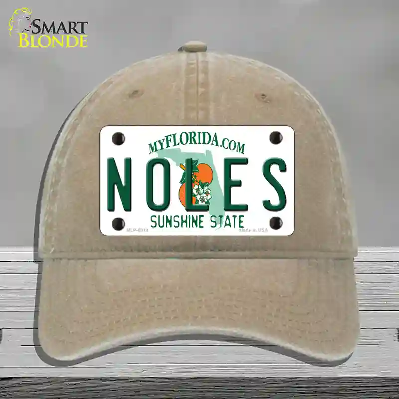 Noles Florida Novelty License Plate Hat Unconstructed Cotton / Khaki