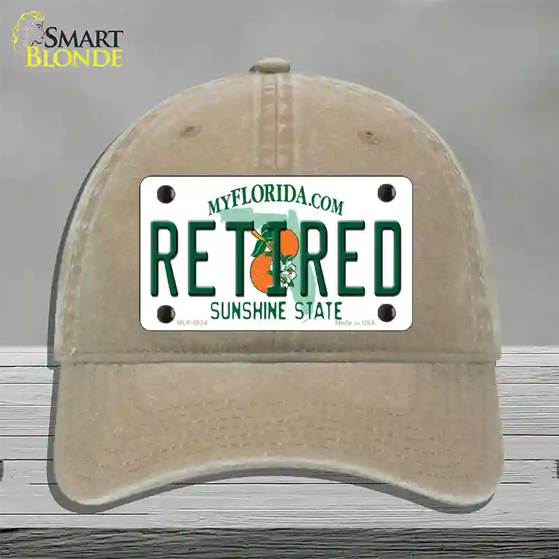 Retired Florida Novelty License Plate Hat Unconstructed Cotton / Khaki