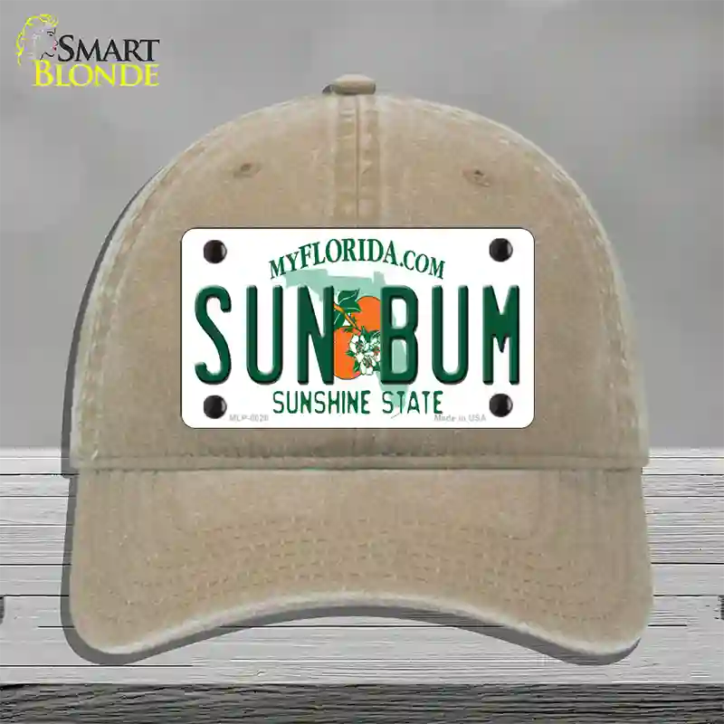 Sun Bum Florida Novelty License Plate Hat Unconstructed Cotton / Khaki