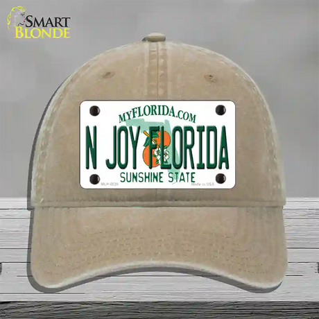 N Joy Florida Novelty License Plate Hat Unconstructed Cotton / Khaki