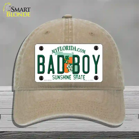 Bad Boy Florida Novelty License Plate Hat Unconstructed Cotton / Khaki